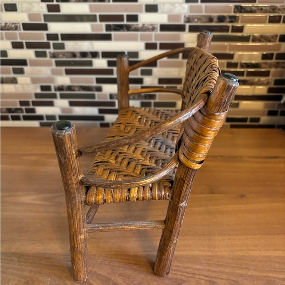 Vintage Wooden Rattan Doll Furniture Bench - Picture 2 of 7